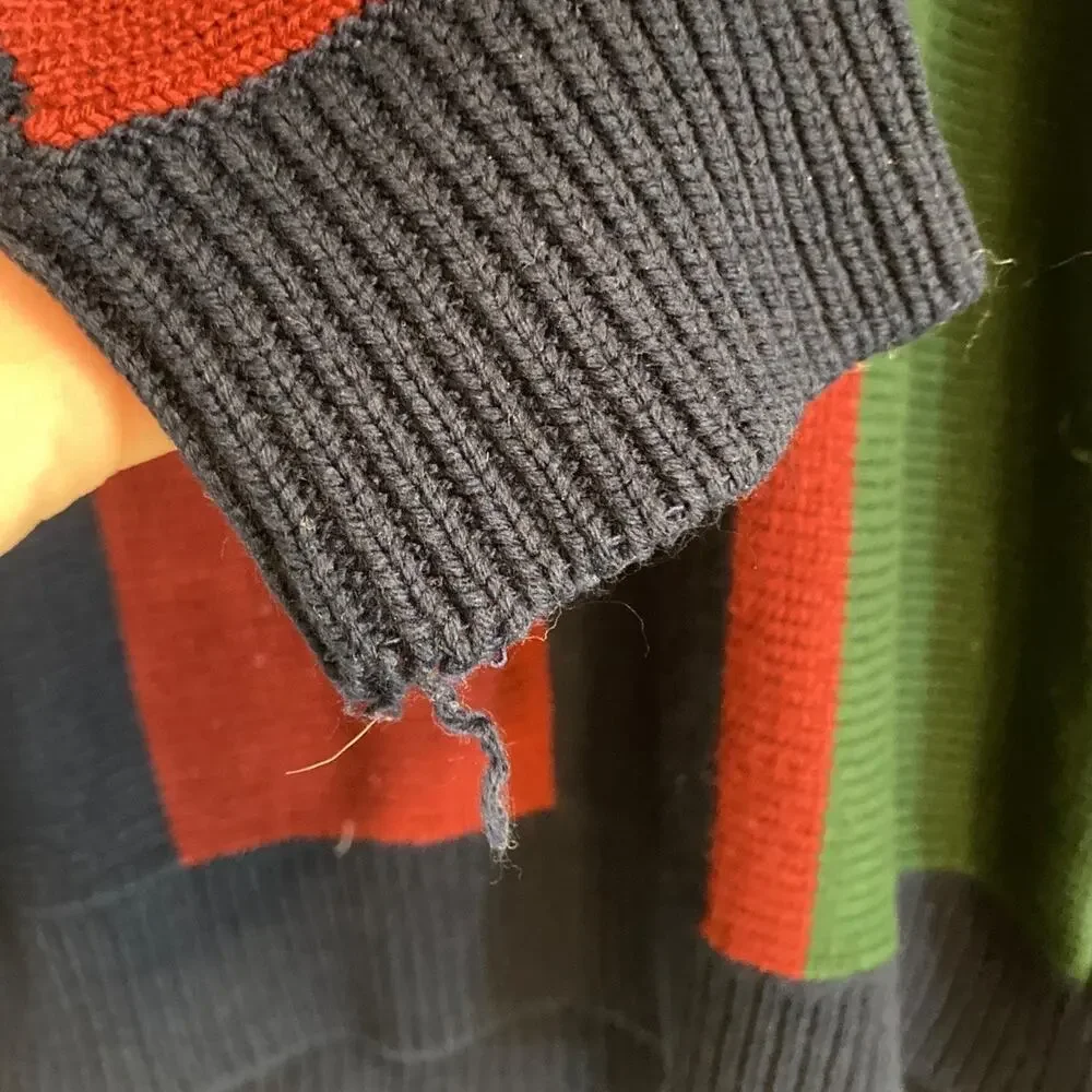 Vintage Striped Acrylic Knit Sweater Men’s Large